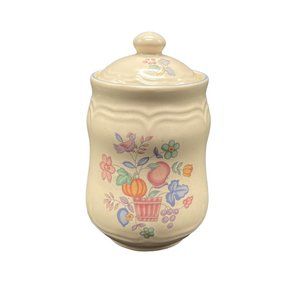 Vintage International China Stoneware Jelly/Jam Jar Pink with a Floral Motif